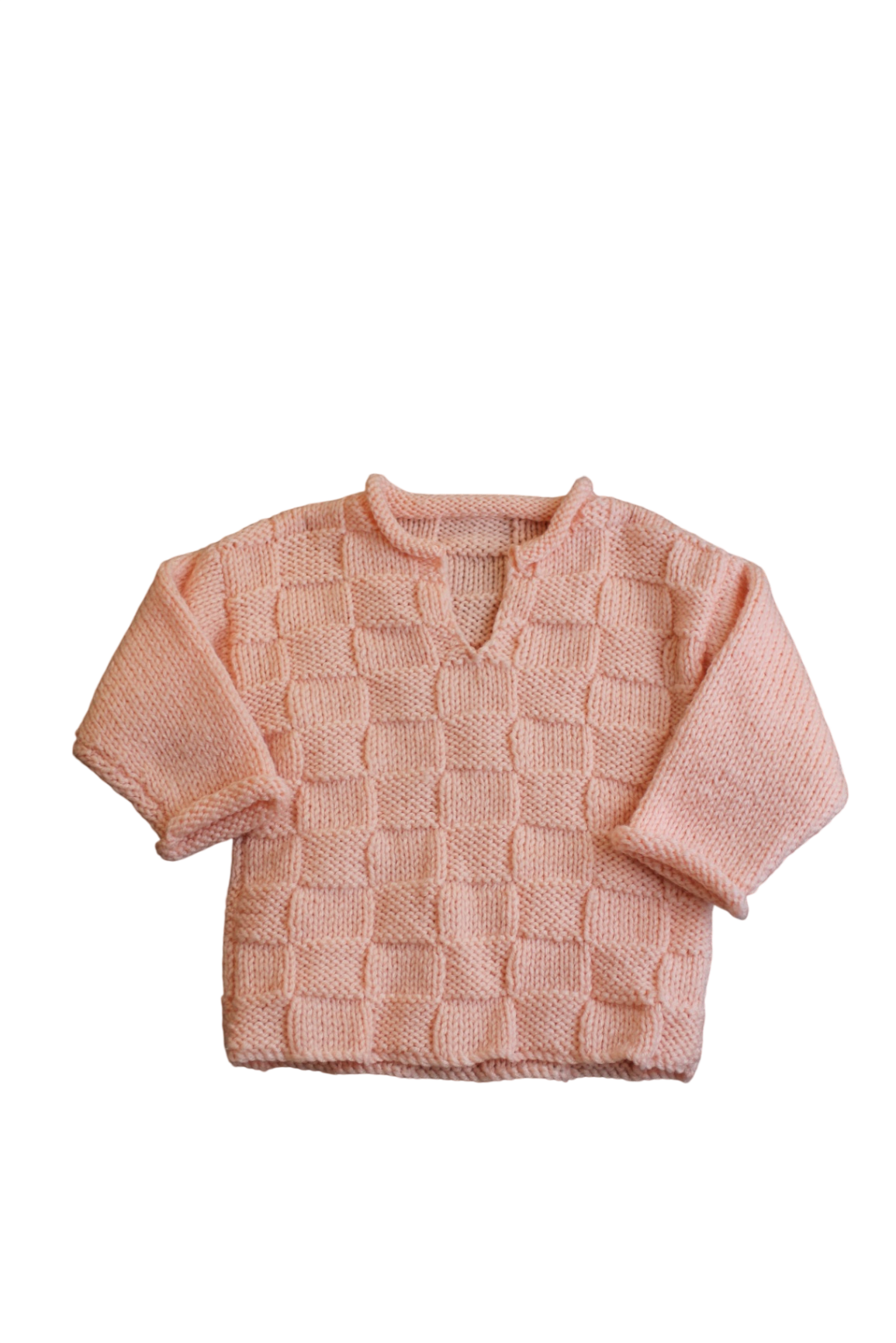 Handknit Knitted Sweater, Pink, 2