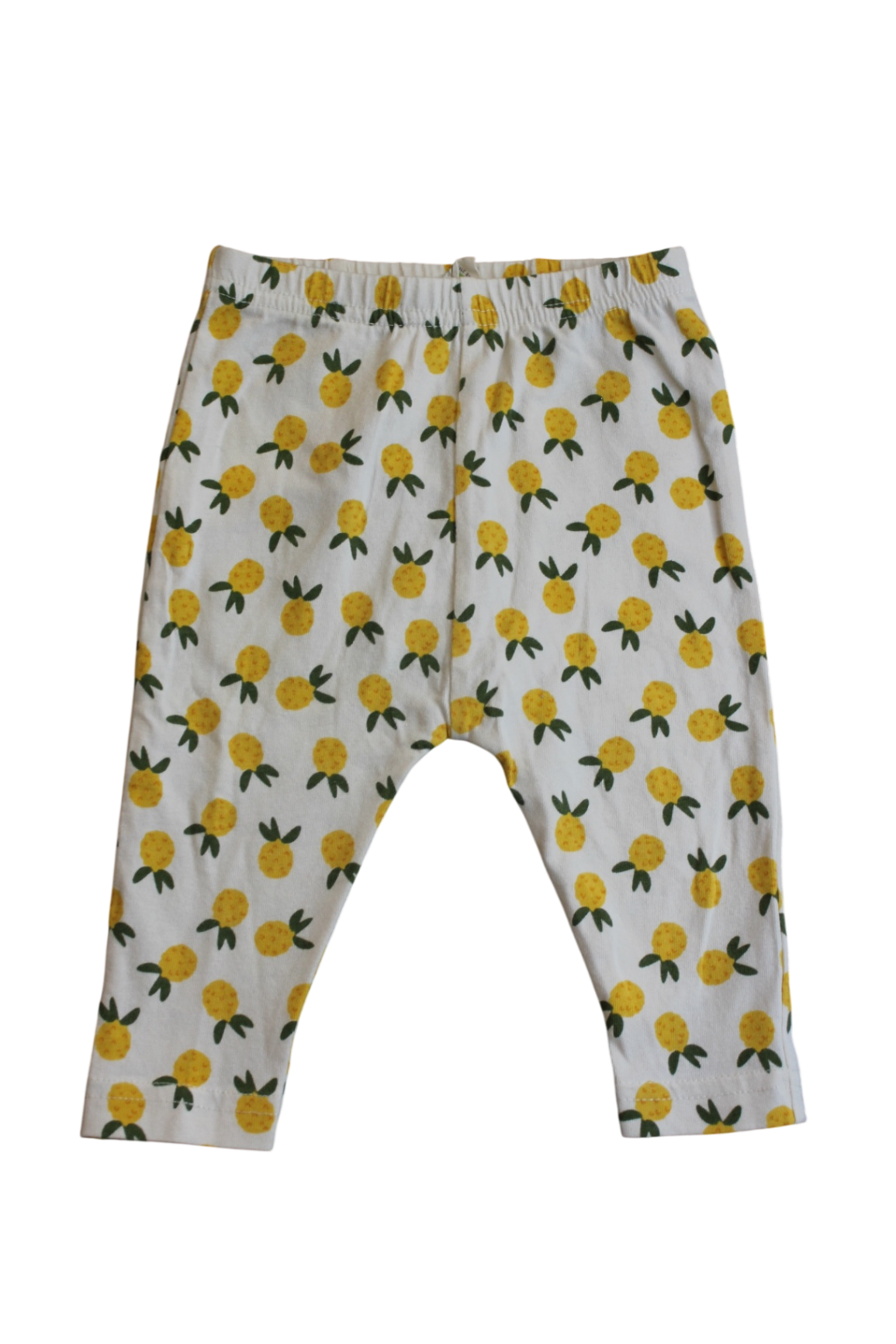 Nature Baby Leggings, White with yellow and green, 00
