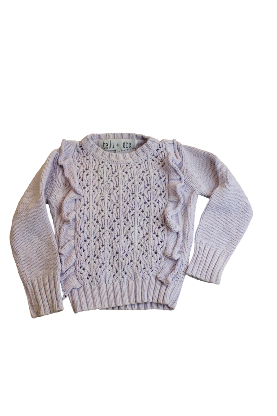 bella + lace Knitted Jumper, Light Pink, 3-4