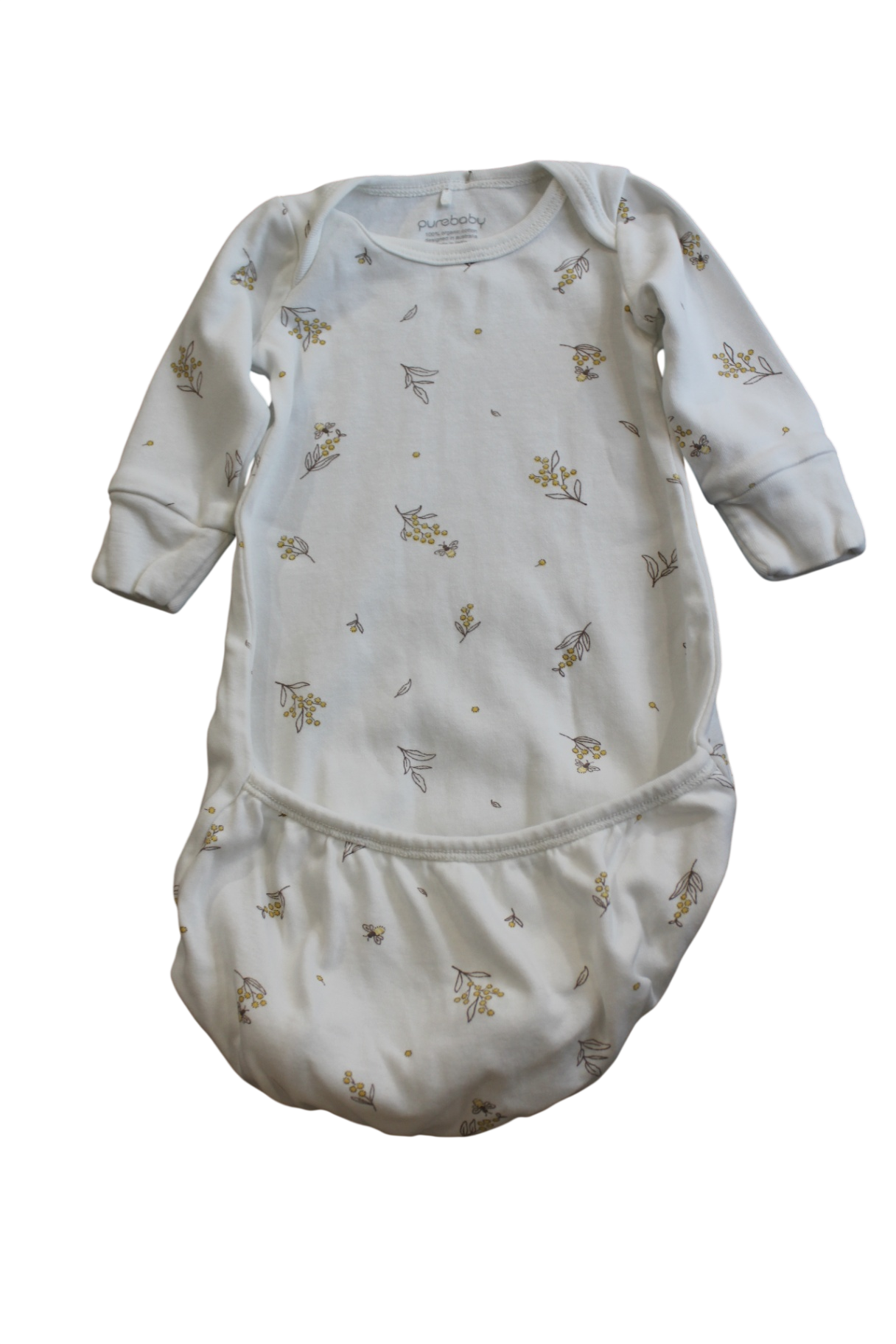 Purebaby Sleepsuit, White, 0000