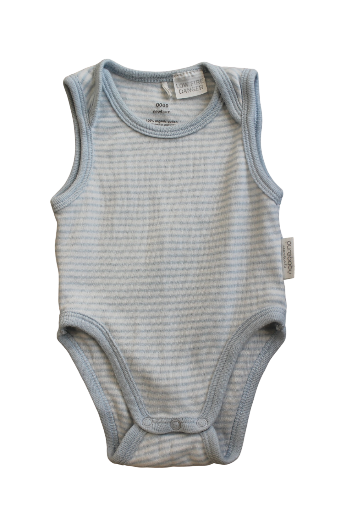 Purebaby Bodysuit, Light blue and white, 0000