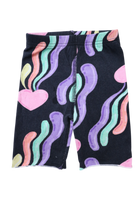 Yama Shorts, Black with multicoloured hearts and swirls, 3-4