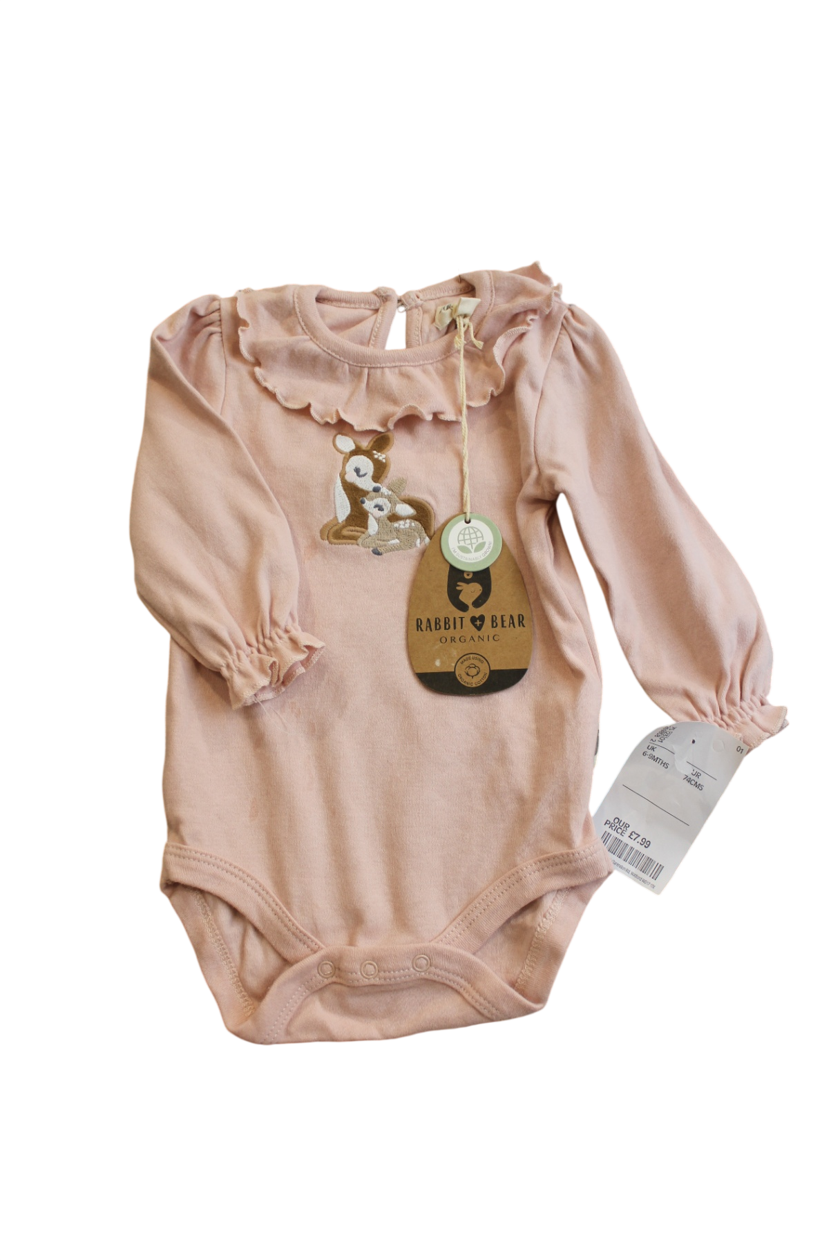 Rabbit + Bear Organic Bodysuit, Blush Pink, 0