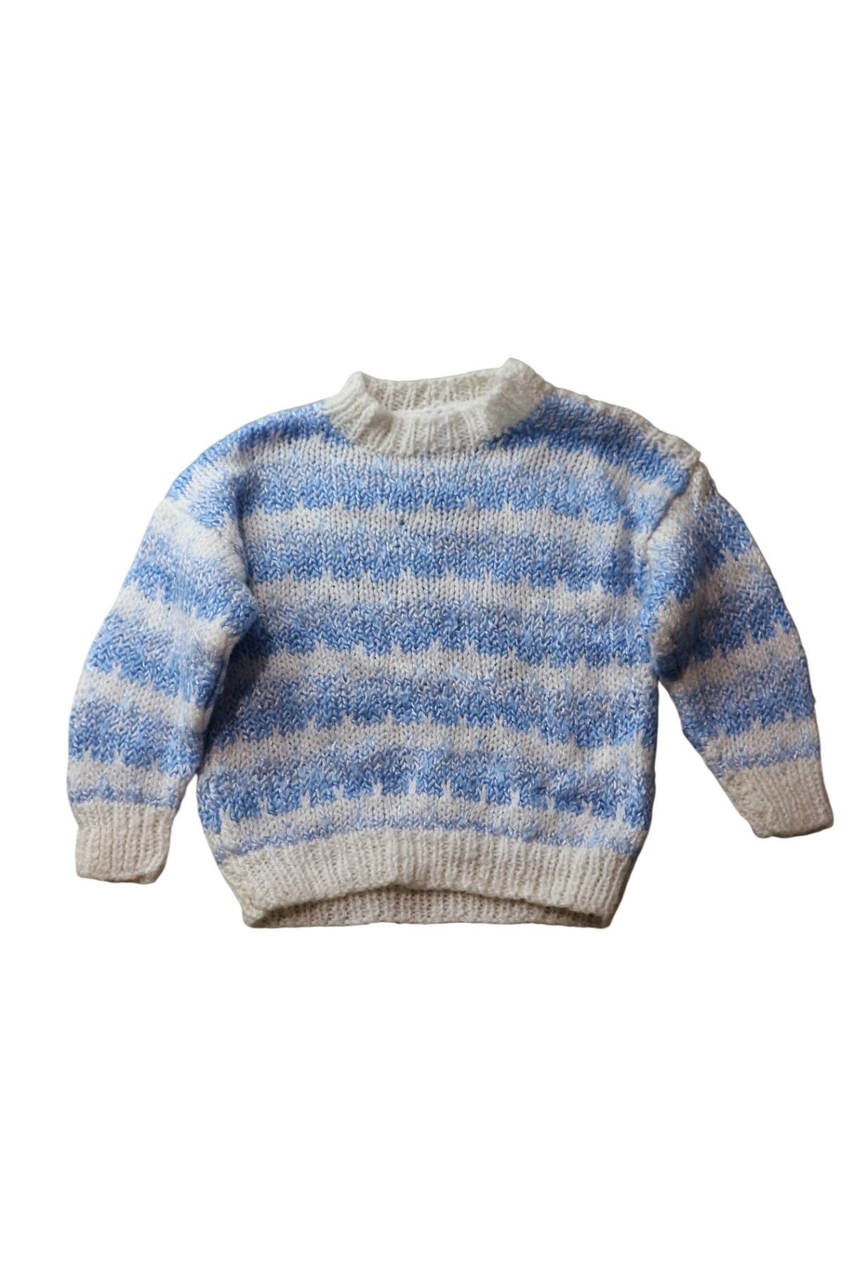 Hanknit Jumper, Blue and cream, 000?