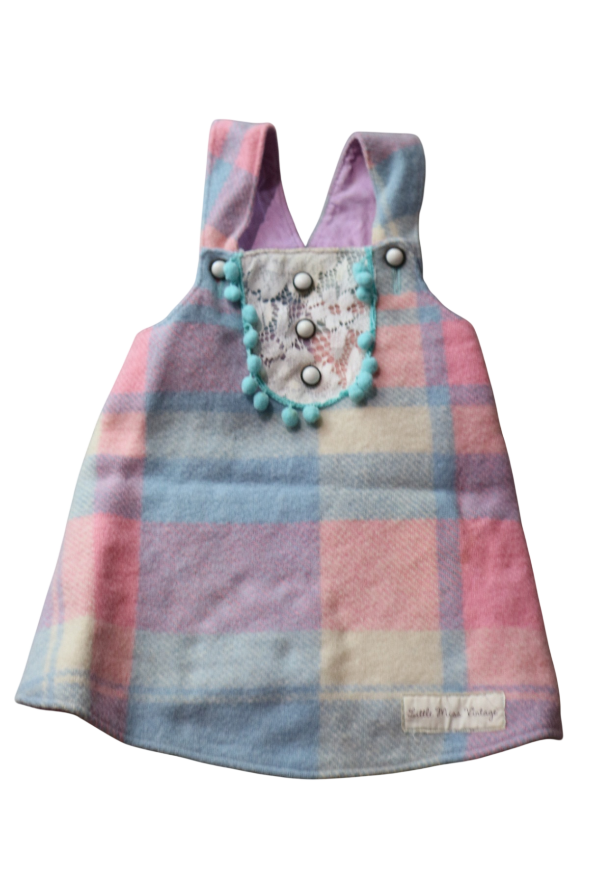 Little Miss Vintage Top, Pink, Blue, Purple, and Cream (patchwork check), 1-2?