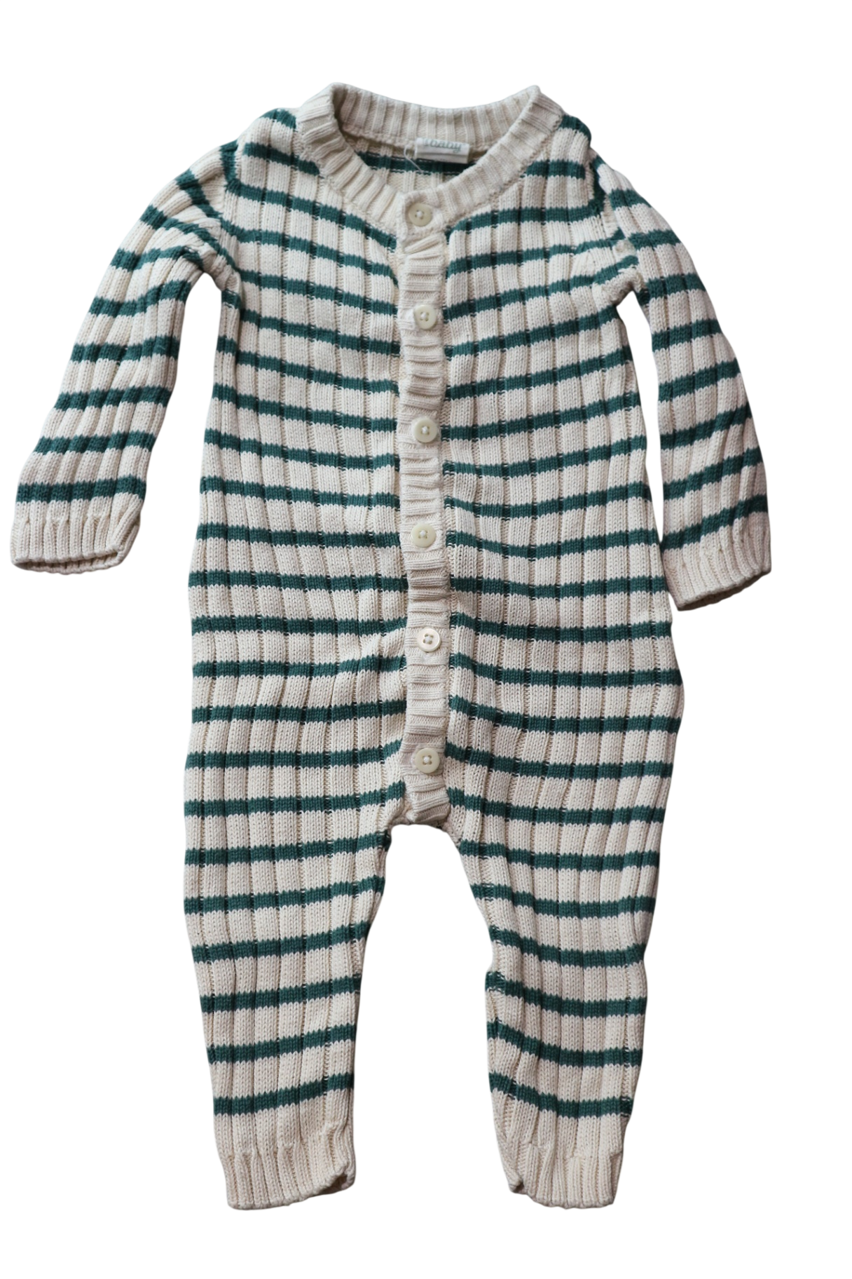Purebaby Jumpsuit, Cream and green, 00