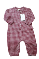 Nature Baby Playsuit, Rhubarb Check, 00
