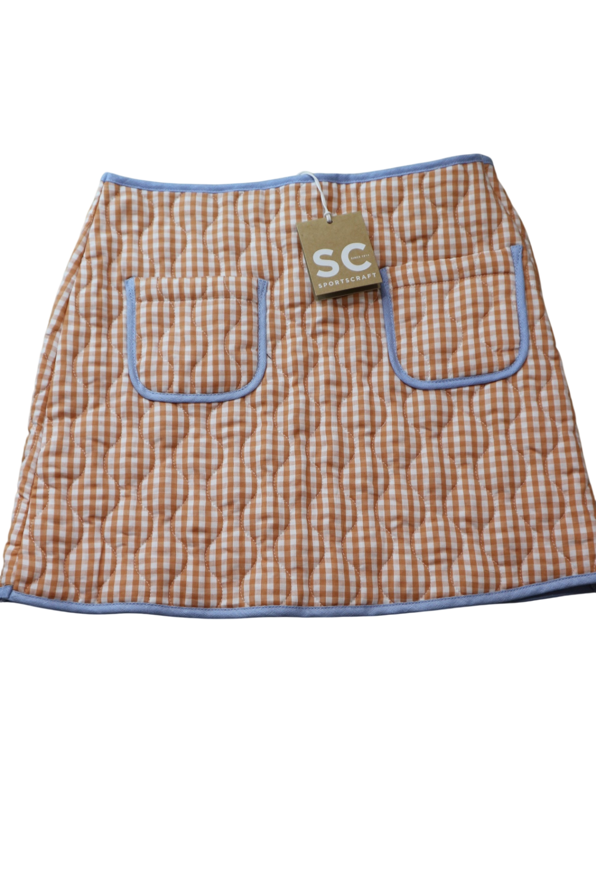 Sportscraft Skirt, Tan Brown and White check, 8