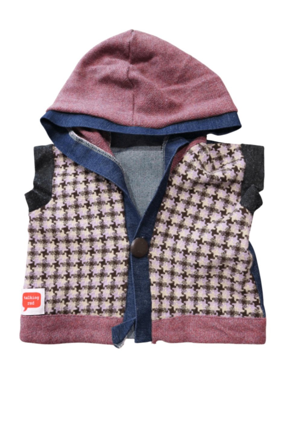Talking Red Sleeveless Jacket, Mauve, Purple, Navy, 2