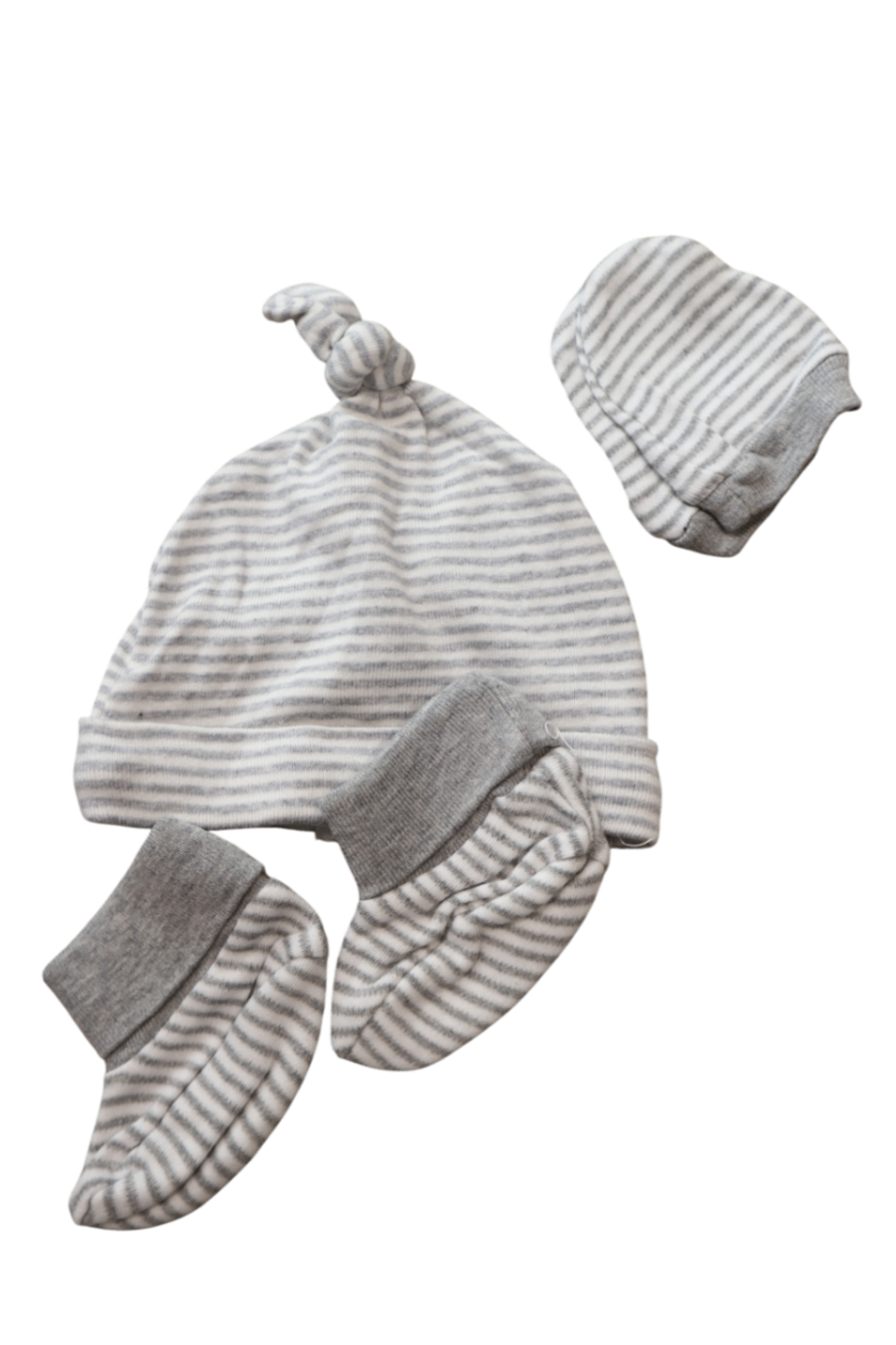 Purebaby Hat, Booties & Mittens, Grey and white, 0000
