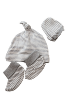 Purebaby Hat, Booties & Mittens, Grey and white, 0000