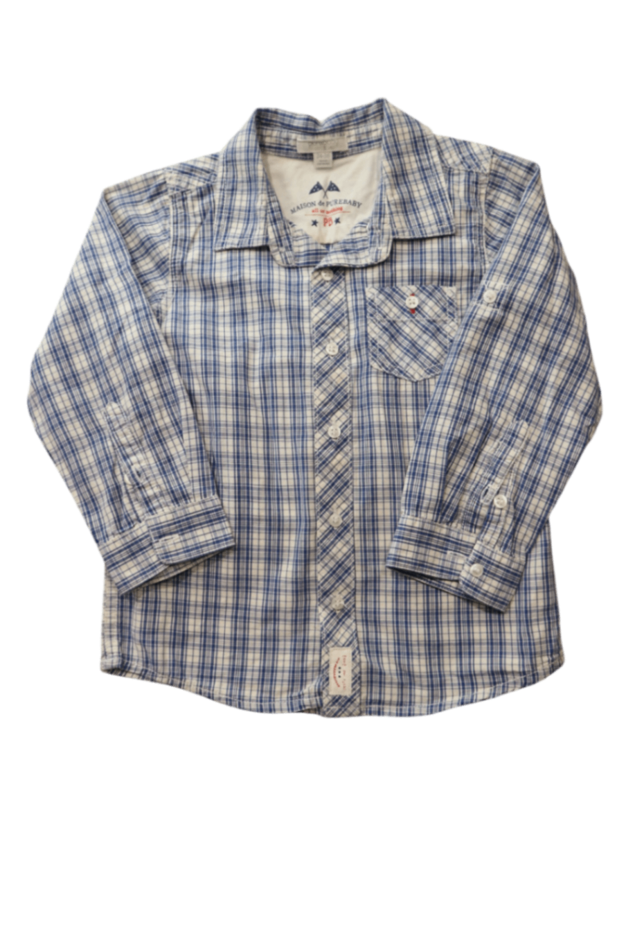 Purebaby Shirt, Blue, 2-3