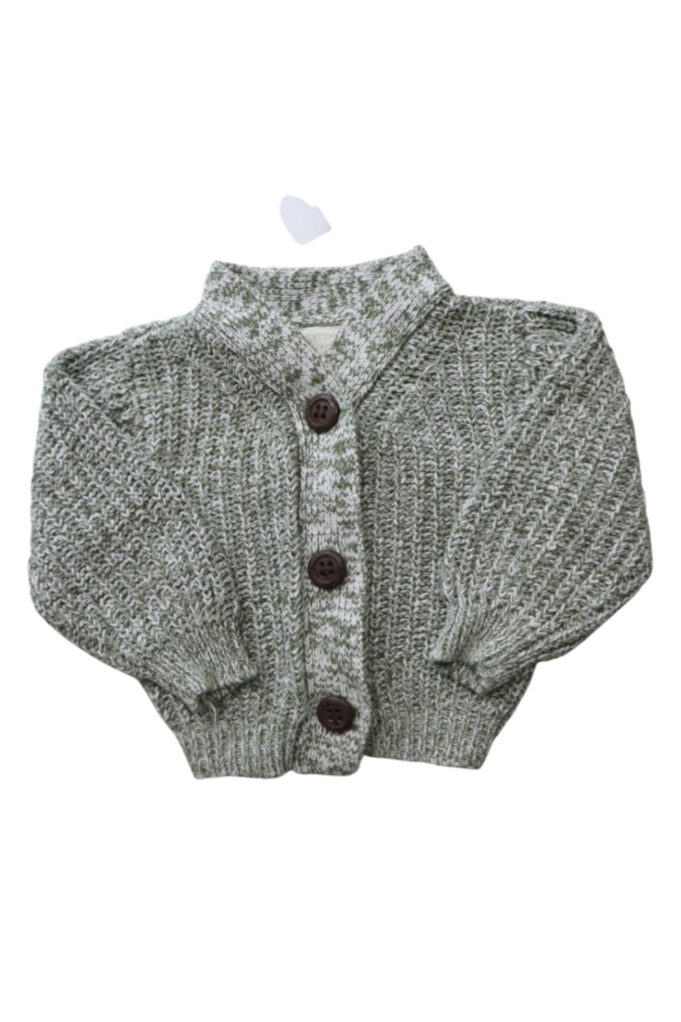 Homegrown Cardigan, Olive green and white, 000