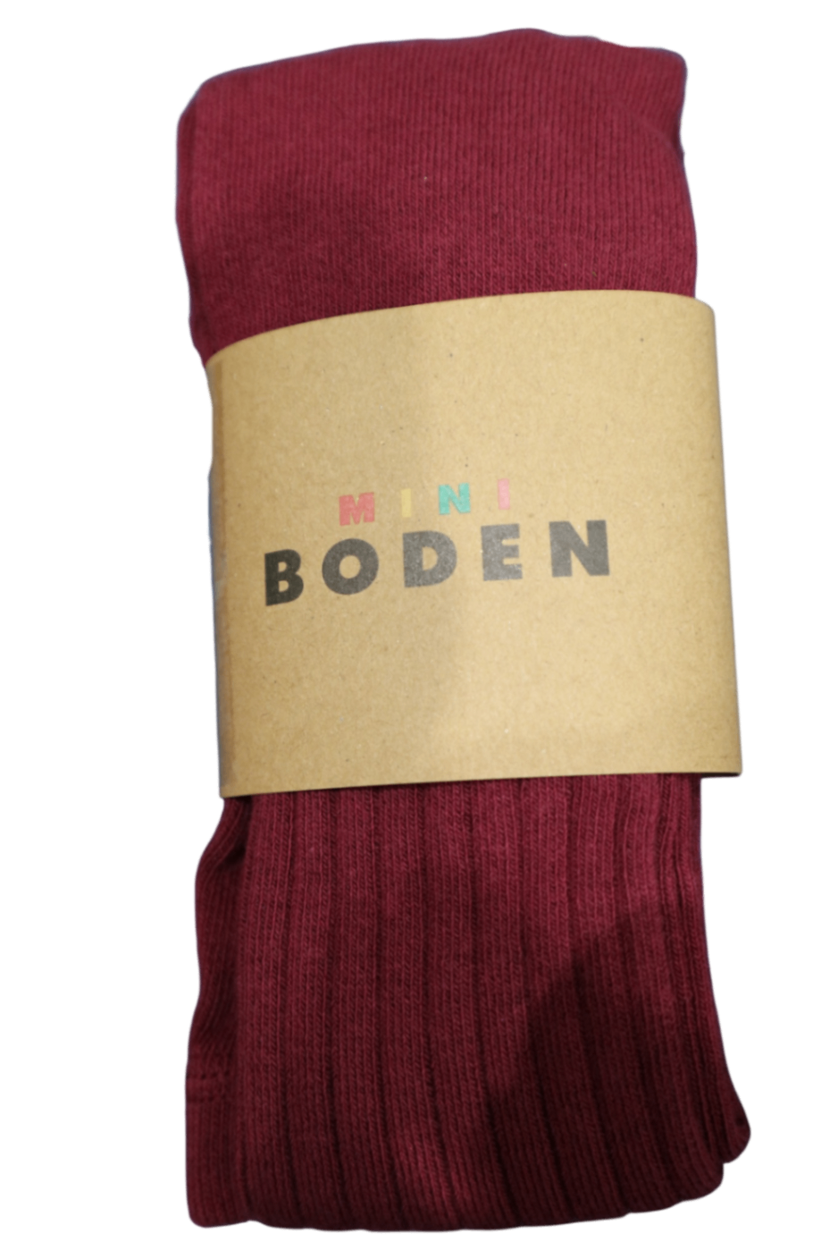 Mini Boden Tights, Burgundy with blue trim, 3-4y