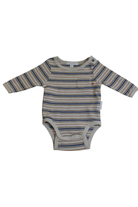 Purebaby Bodysuit, Beige with blue, orange and brown stripes, 000