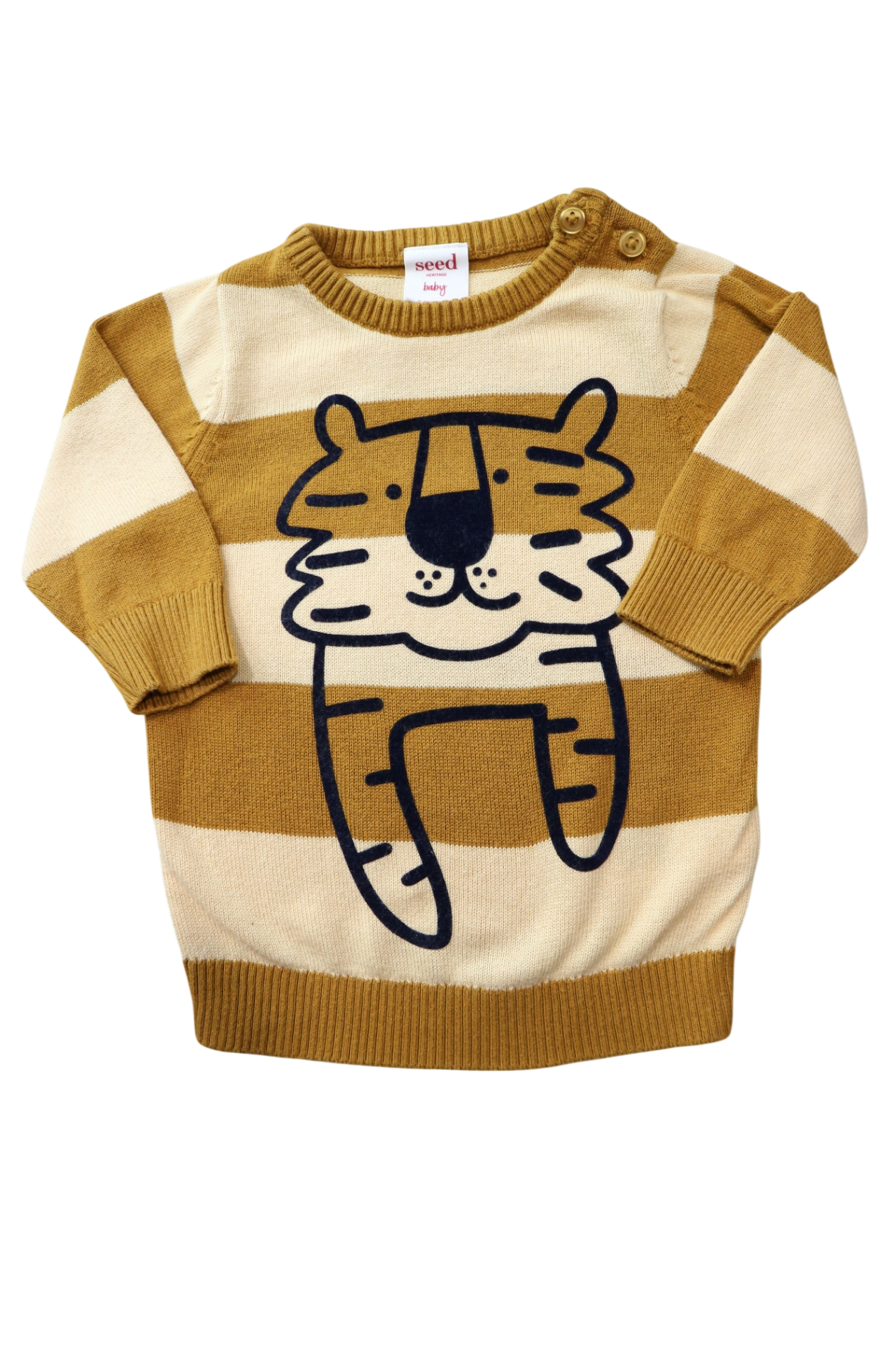 Seed Heritage Jumper, Mustard, cream and navy, 000