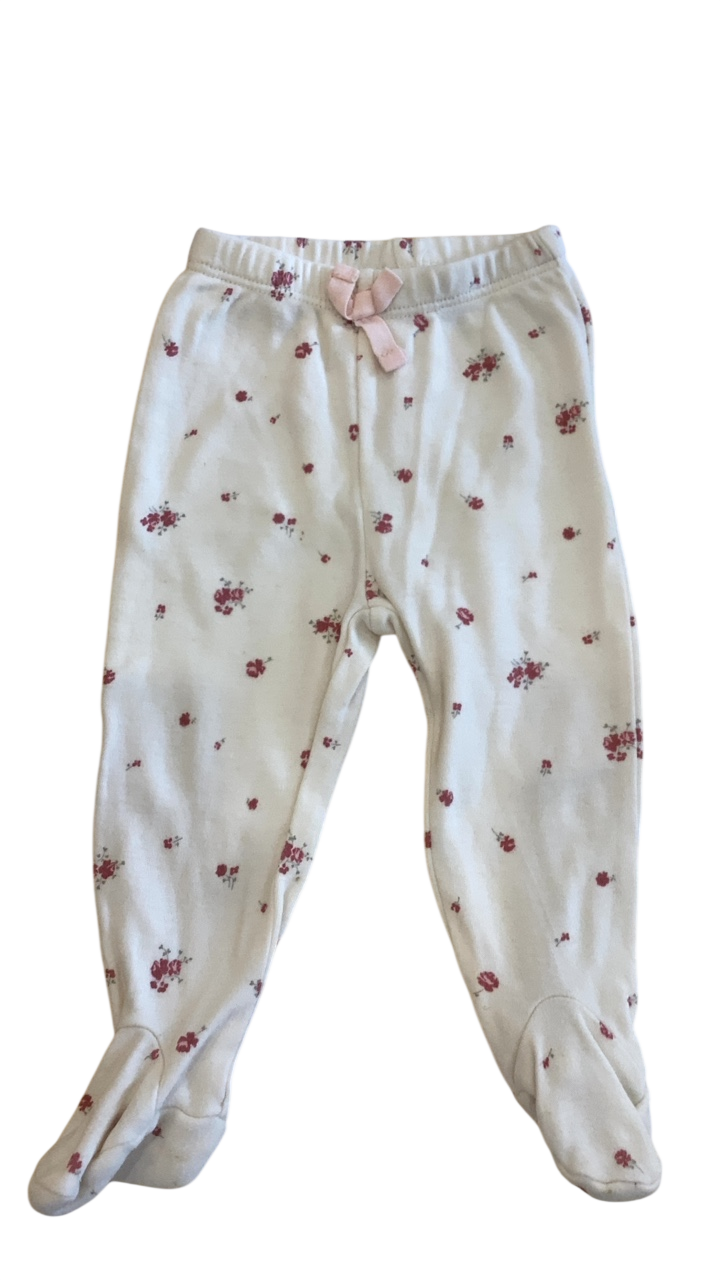 babyGap Knit Leggings, Cream with red floral print, 00