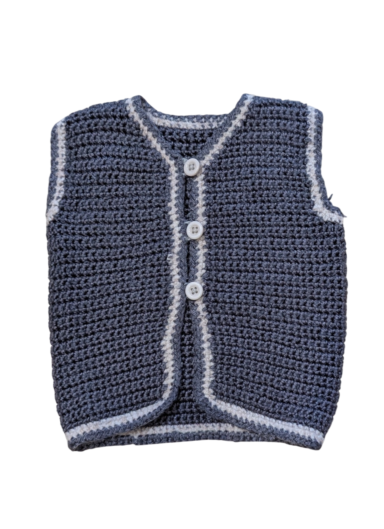 handmade knit vest, grey/white, 0