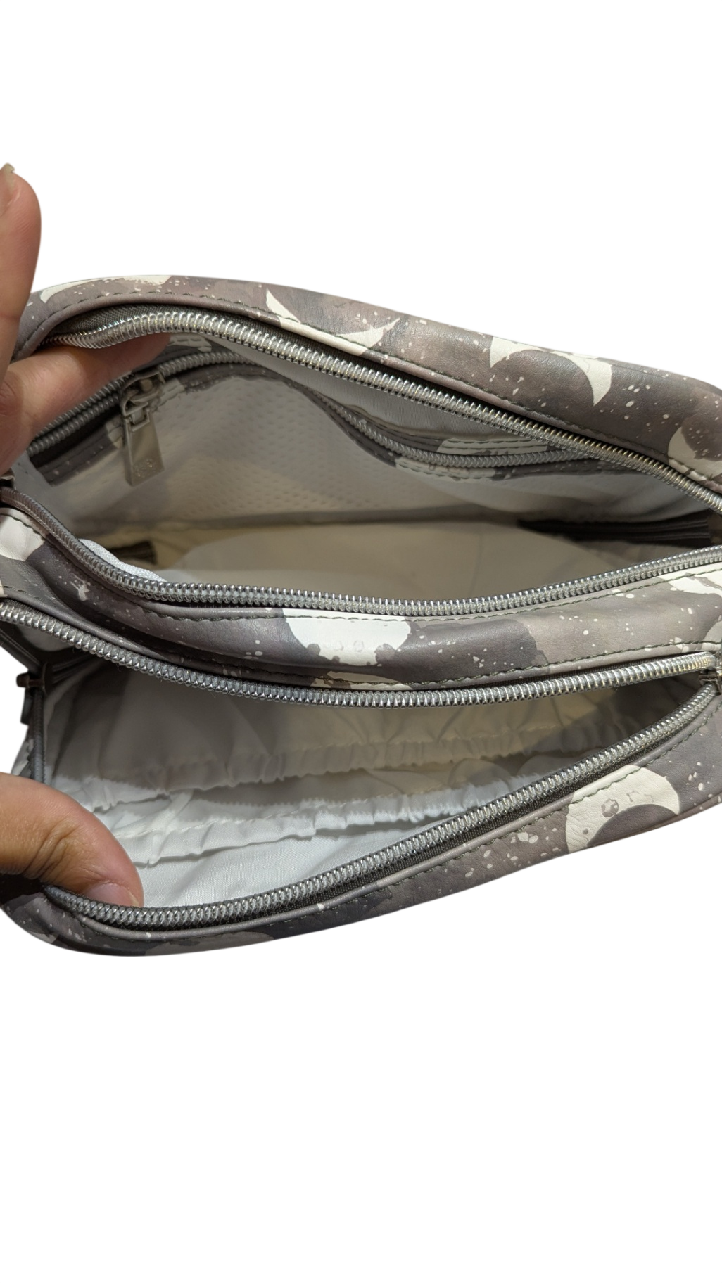 Designer Bums Crossbody Bag, Grey/Moon print,