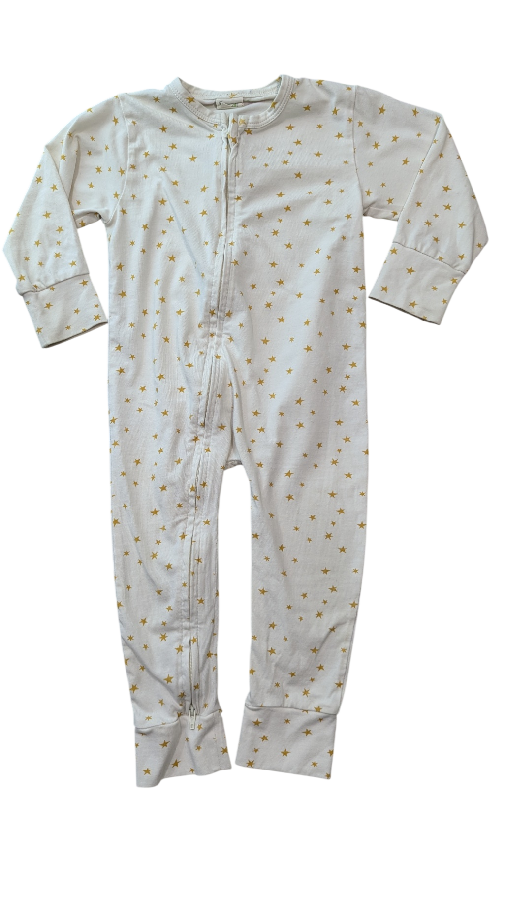 Nature Baby Jumpsuit, White/yellow stars, 1