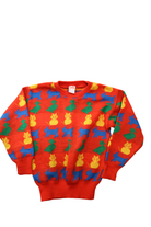 Bella (vintage) Jumper, Red, duck dog cat print, 10 (140cm)