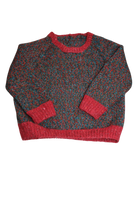 Handknit Jumper, Red and teal, 2