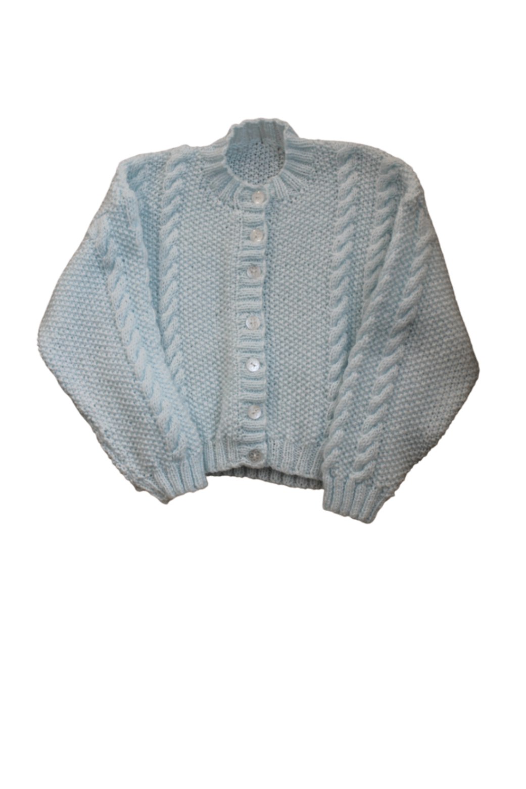 Handknit Cardigan, Light Blue, 5-6