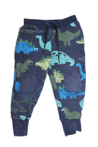 Minti Trackpants, Navy blue with multicolour dinosaur print, 4