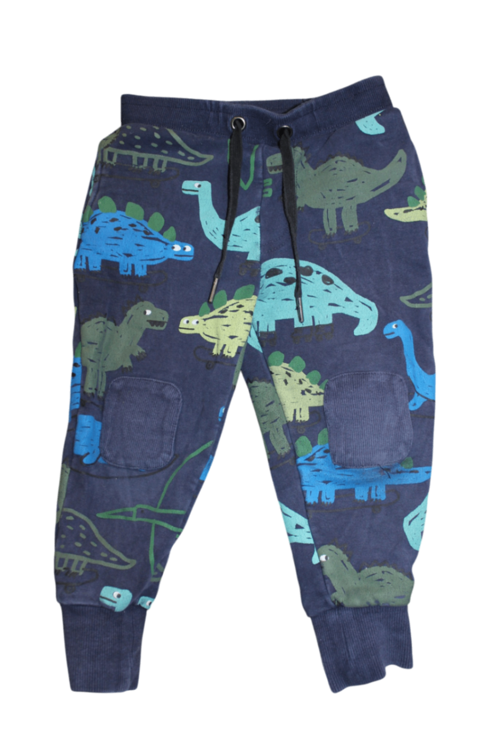 Minti Trackpants, Navy blue with multicolour dinosaur print, 4