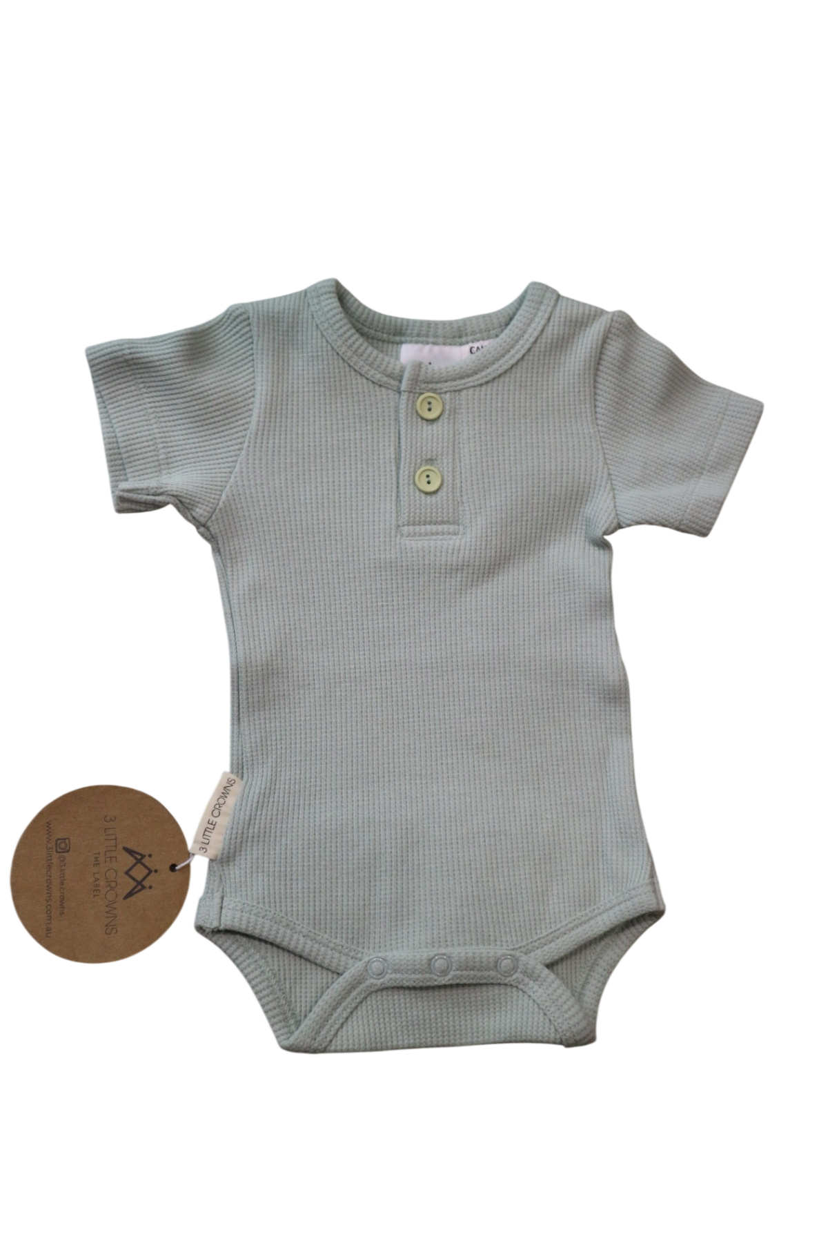 3 Little Crowns Bodysuit, Light Green, 0000
