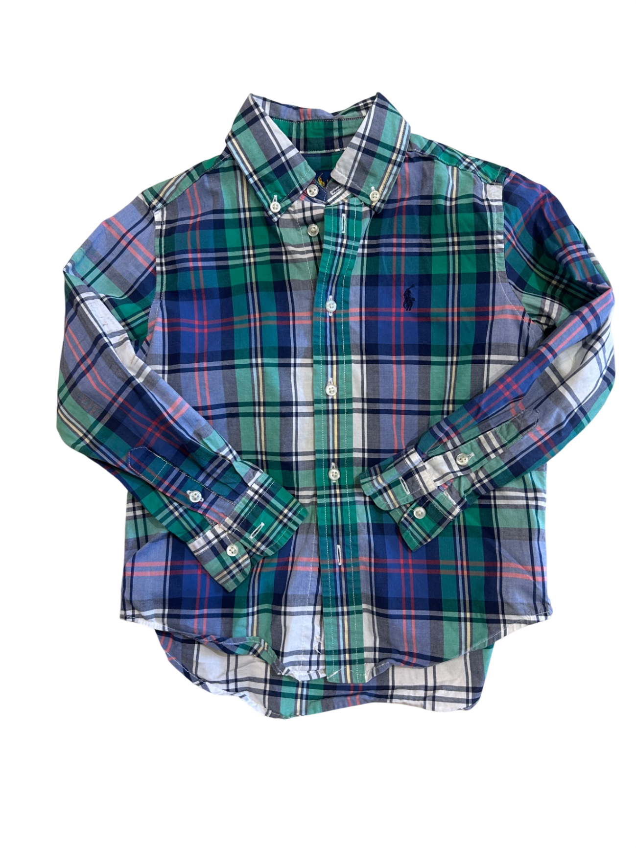 Ralph Lauren Shirt, Blue, Green, White, 4