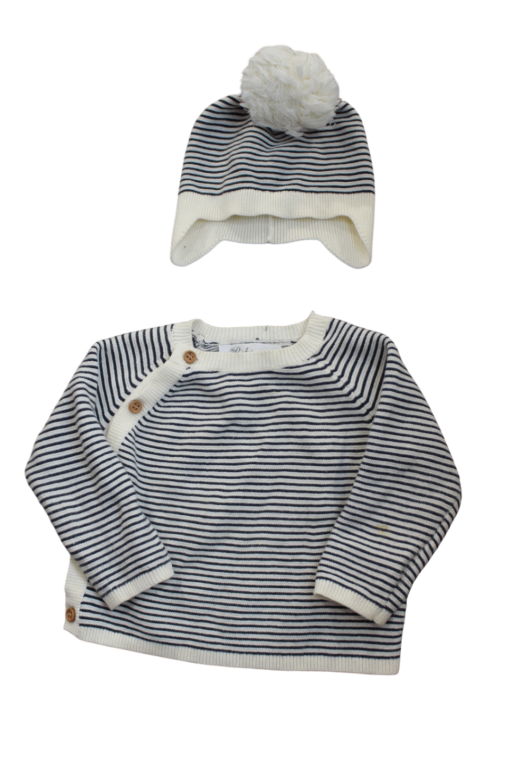 Bebe Jumper & Hat Set, Navy and white, 00