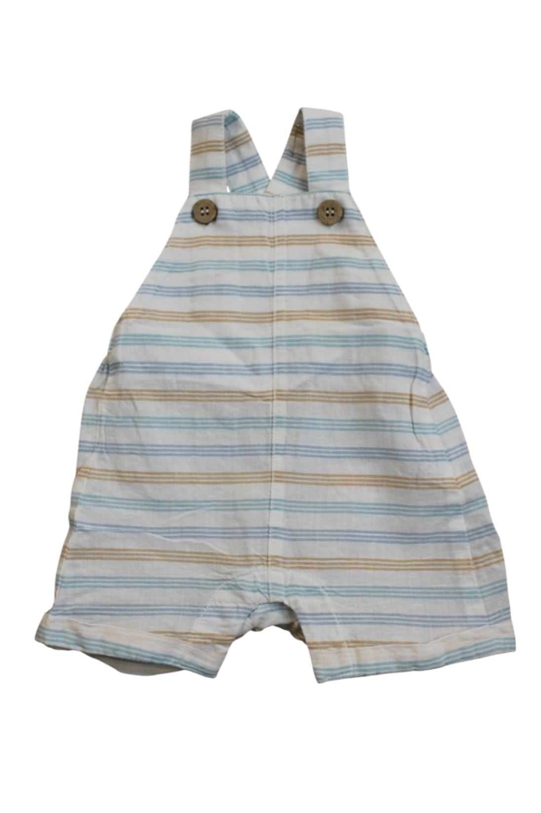 Purebaby Overalls, White with blue and tan stripes, 000