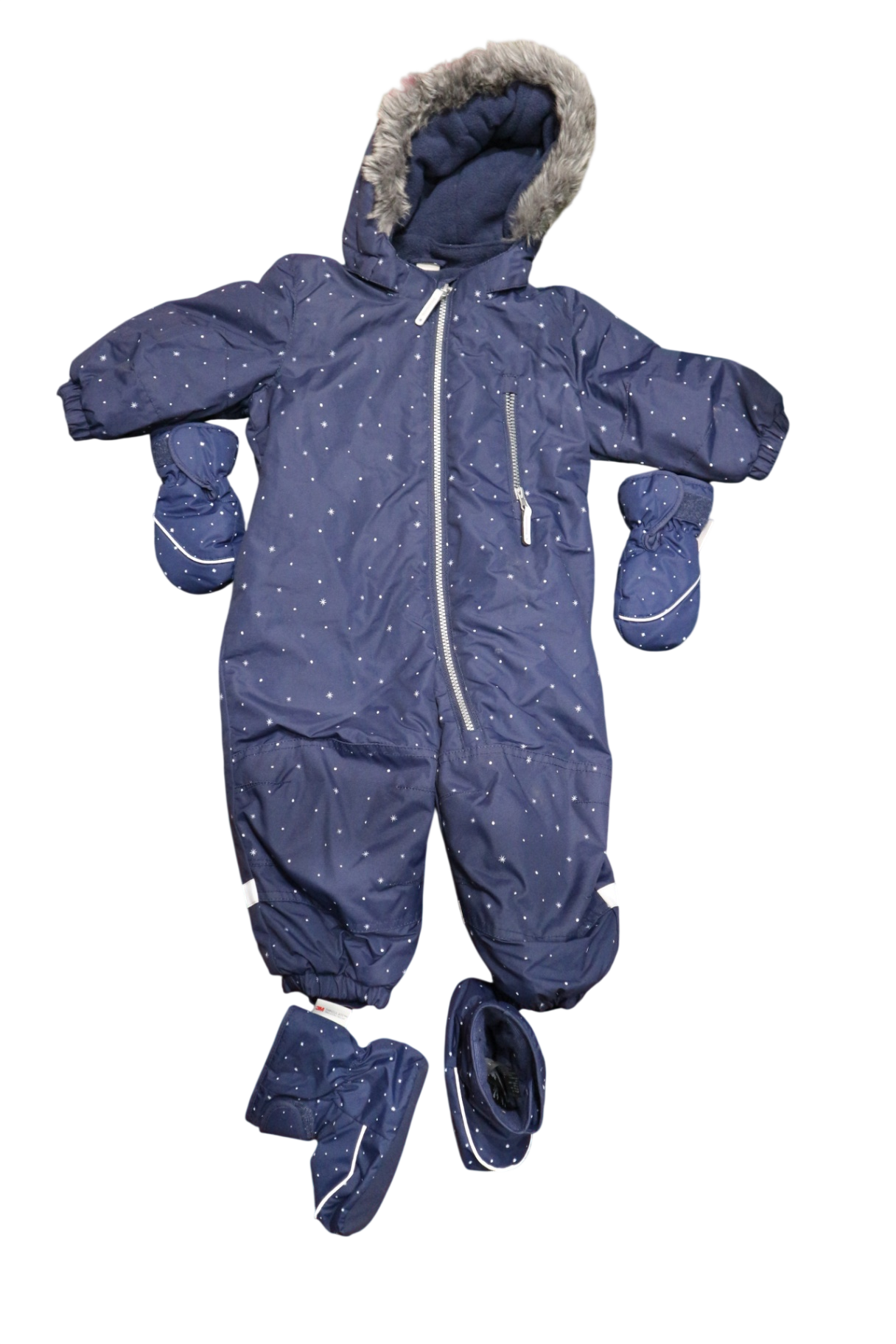 H&M Snow Suit Set, Navy Blue, 9-12M