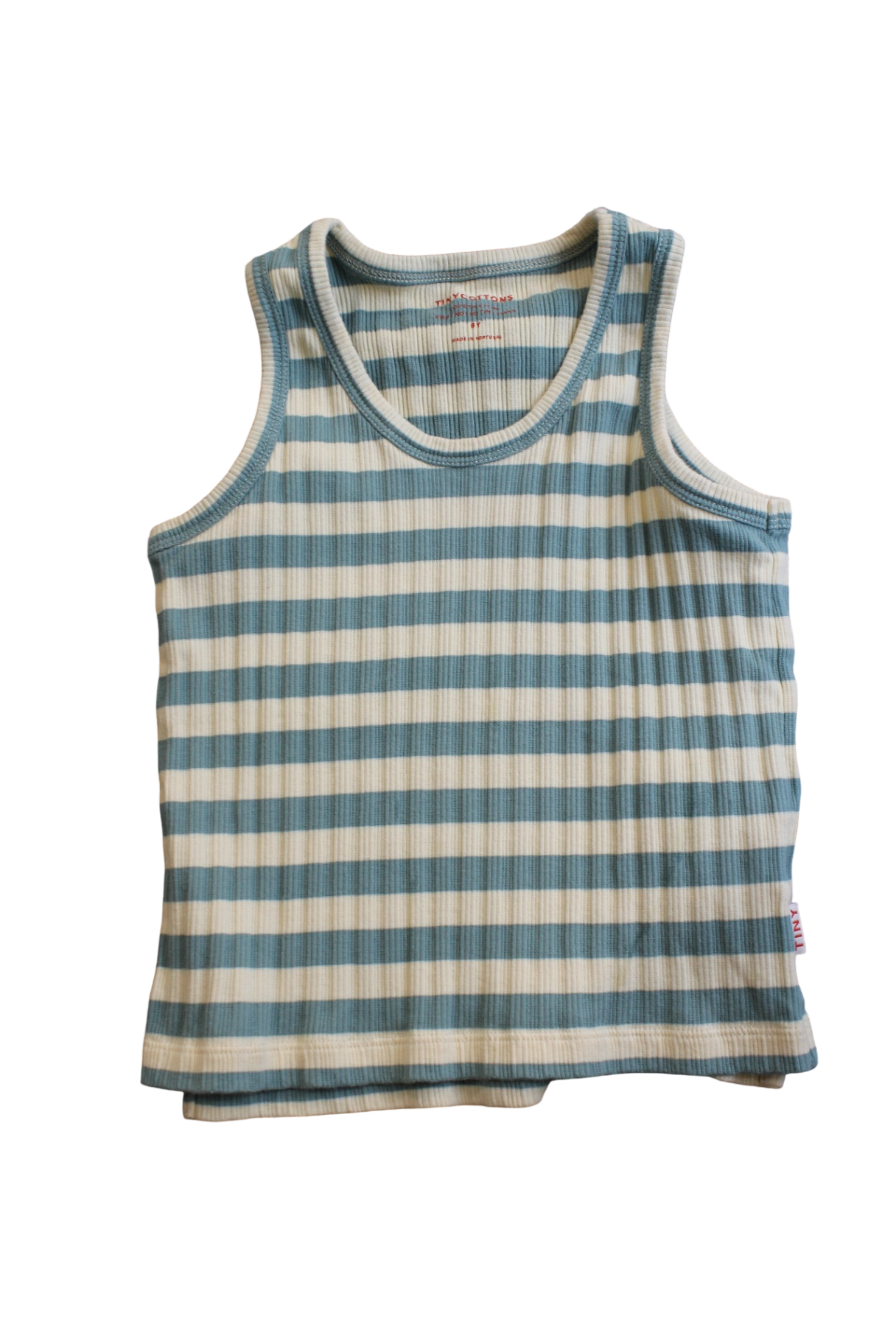 Tiny Cottons Tank Top, Blue and cream, 8