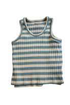 Tiny Cottons Tank Top, Blue and cream, 8