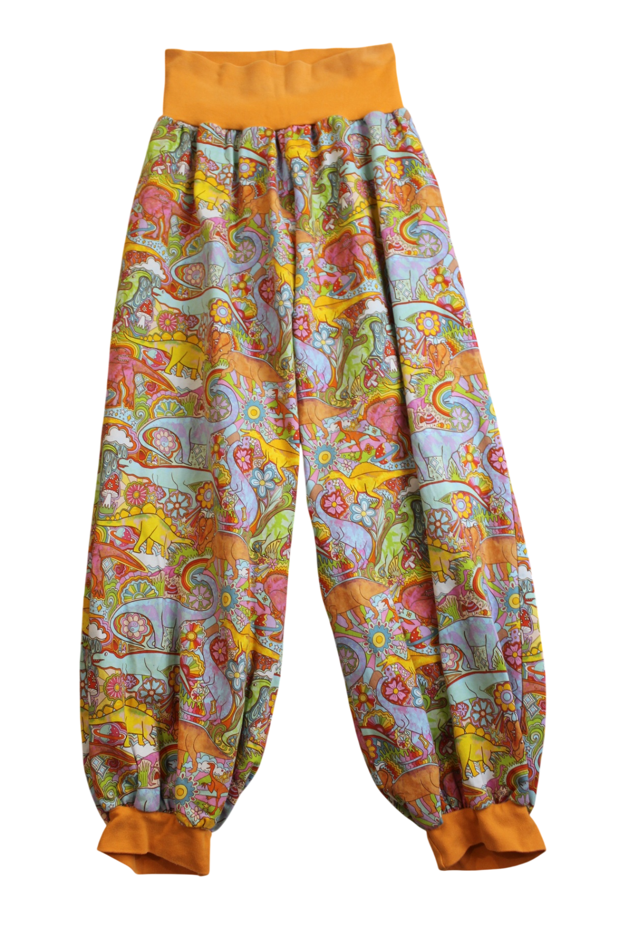 Unbranded Pants, Orange/Multicolour Dino Print, 10-12