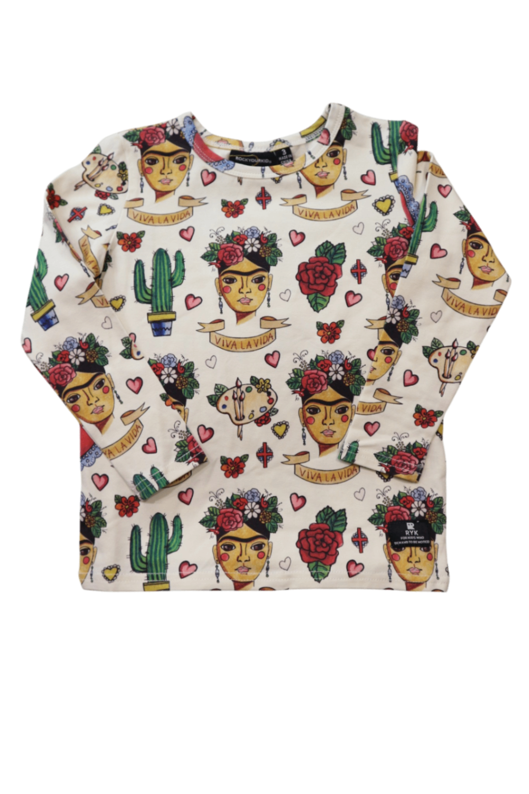Rock Your Kid Long-Sleeve T-Shirt, Cream Frida, 3