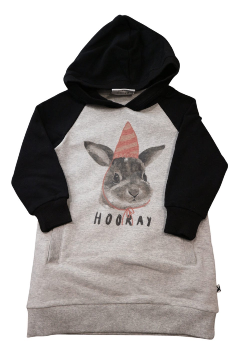 Minti Hooded Dress, Black and grey, 2