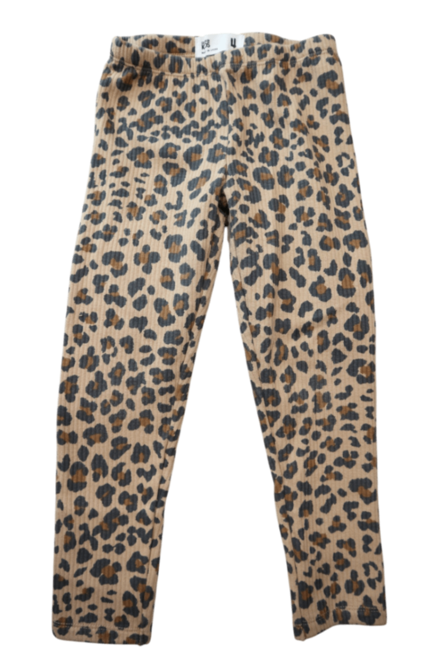 Cotton On Knit Leggings, Beige with black and brown leopard print, 4