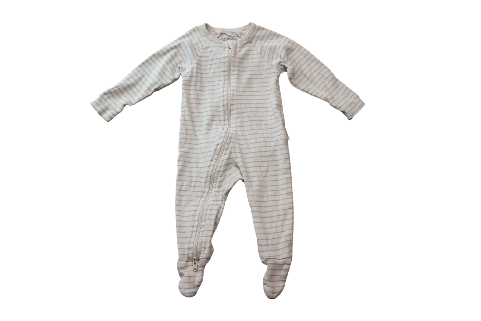 Purebaby Bodysuit, Light blue stripes, 000