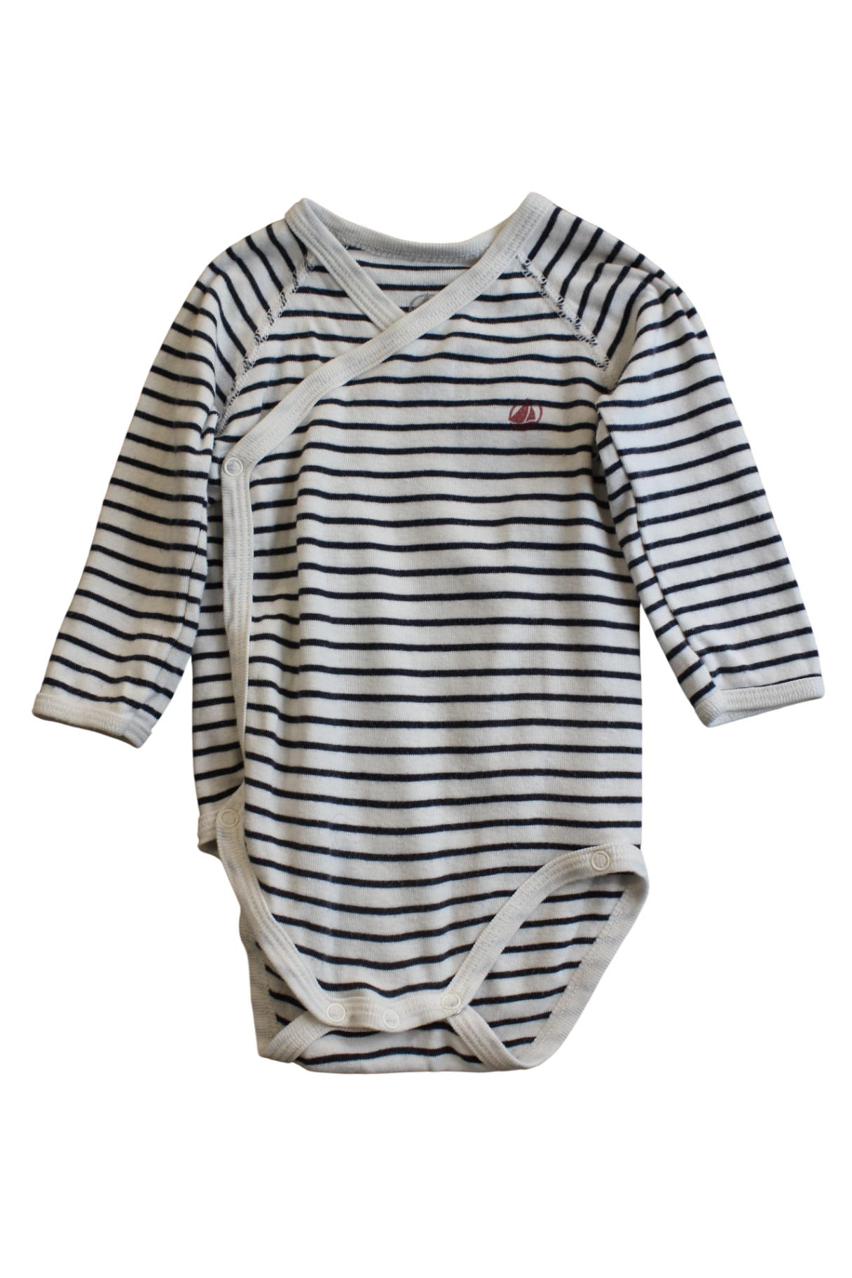 Petit Bateau Bodysuit, White and navy, 000