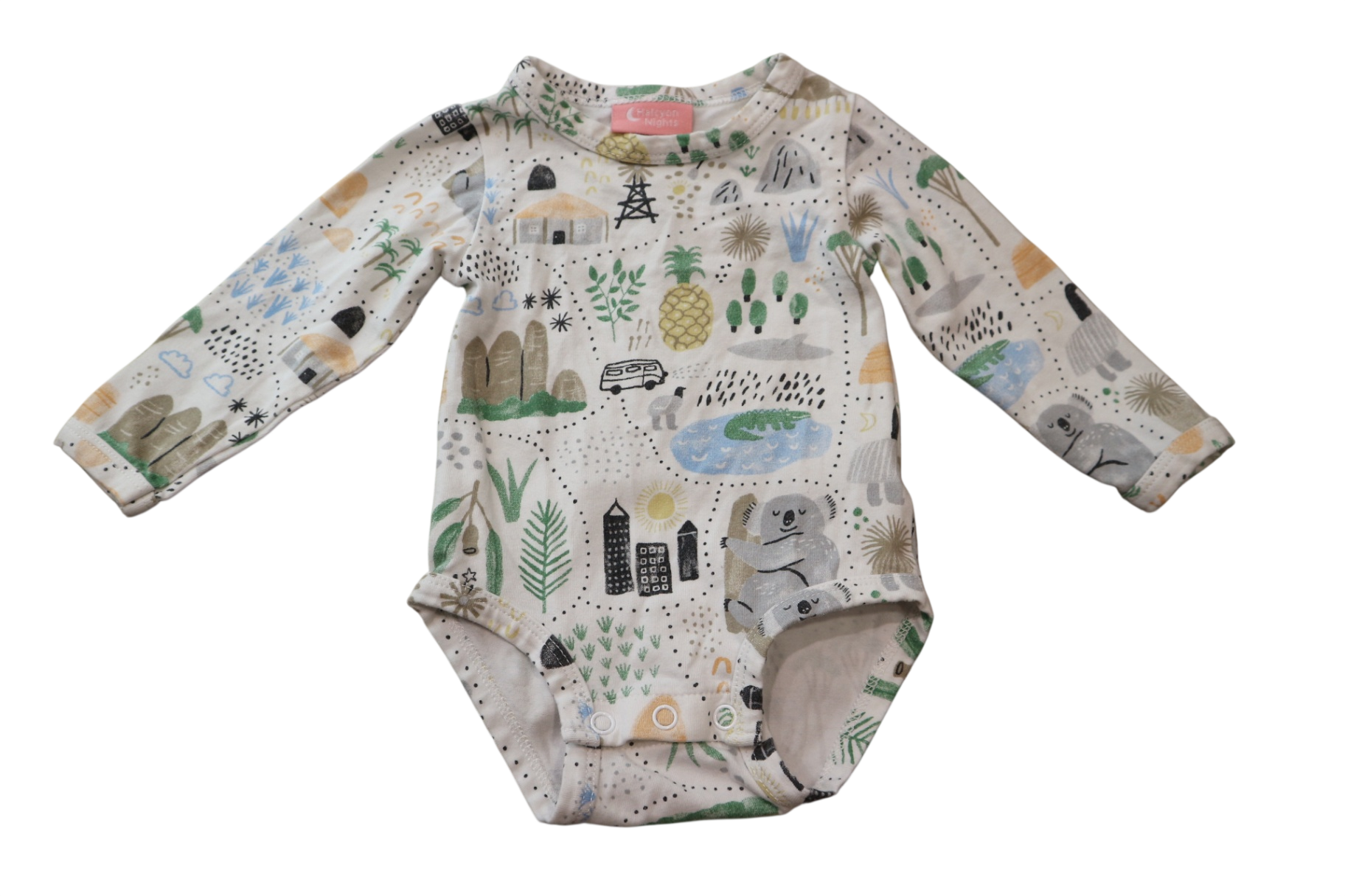 Halcyon Nights Bodysuit, White with multicolour print, 0-3m