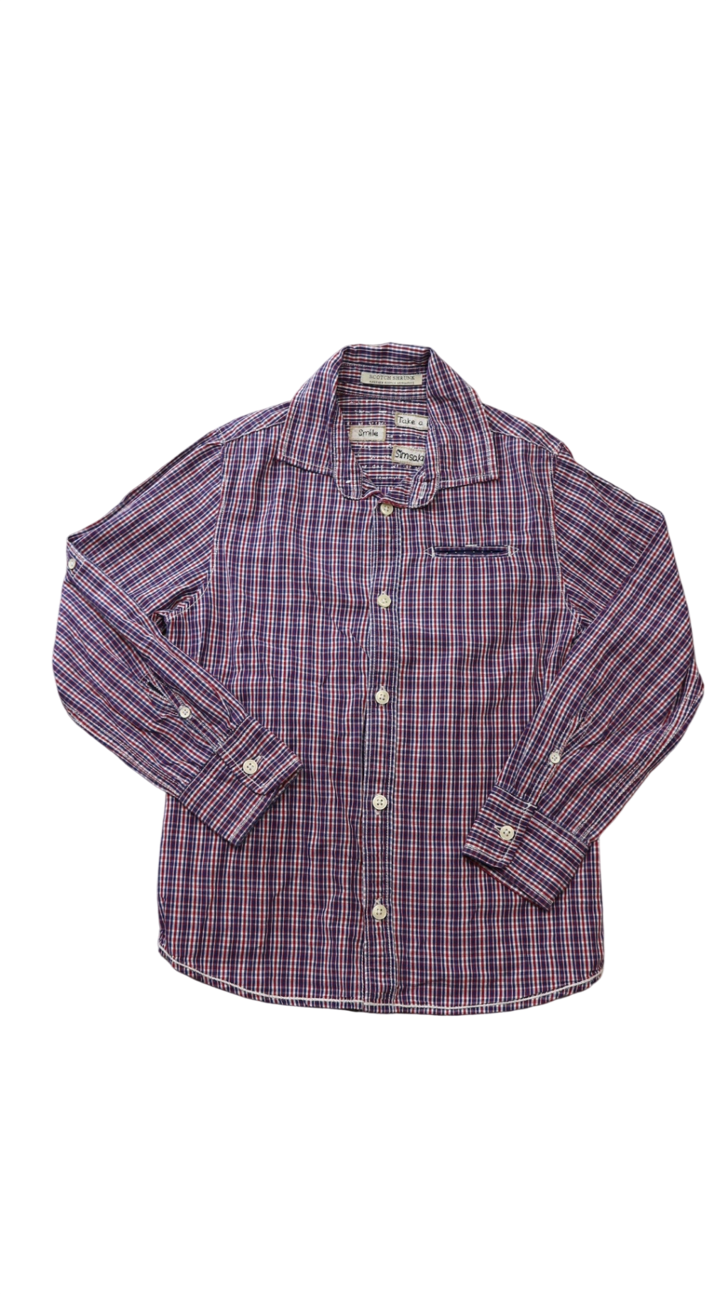 Scotch Shrunk Shirt, Red/navy check, 8