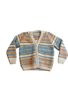 Handknit Cardigan, Cream, blue, orange and brown multicolour, 2-4