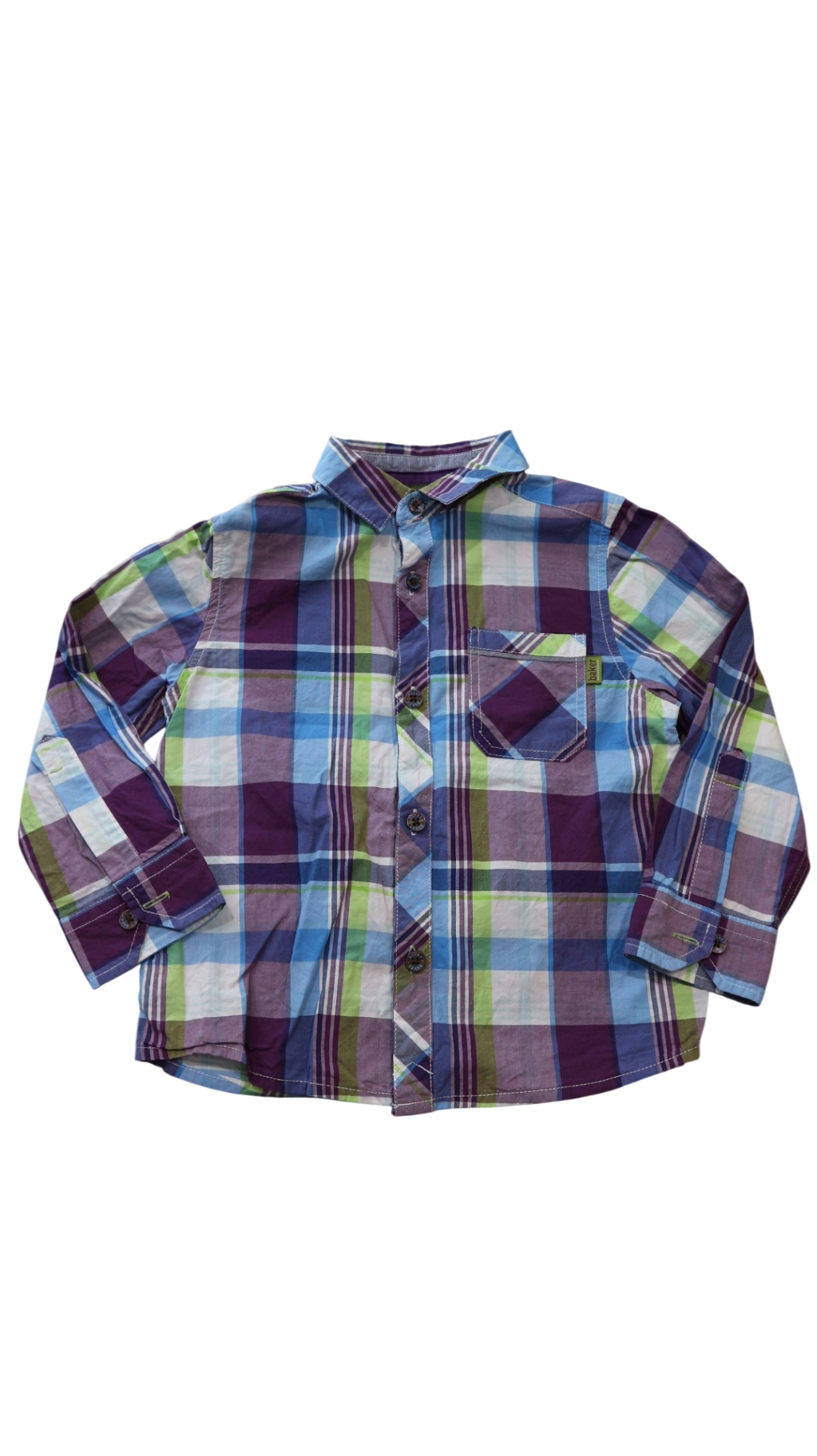 Baker by Ted Baker Shirt, Blue, purple, green, and white check, 4