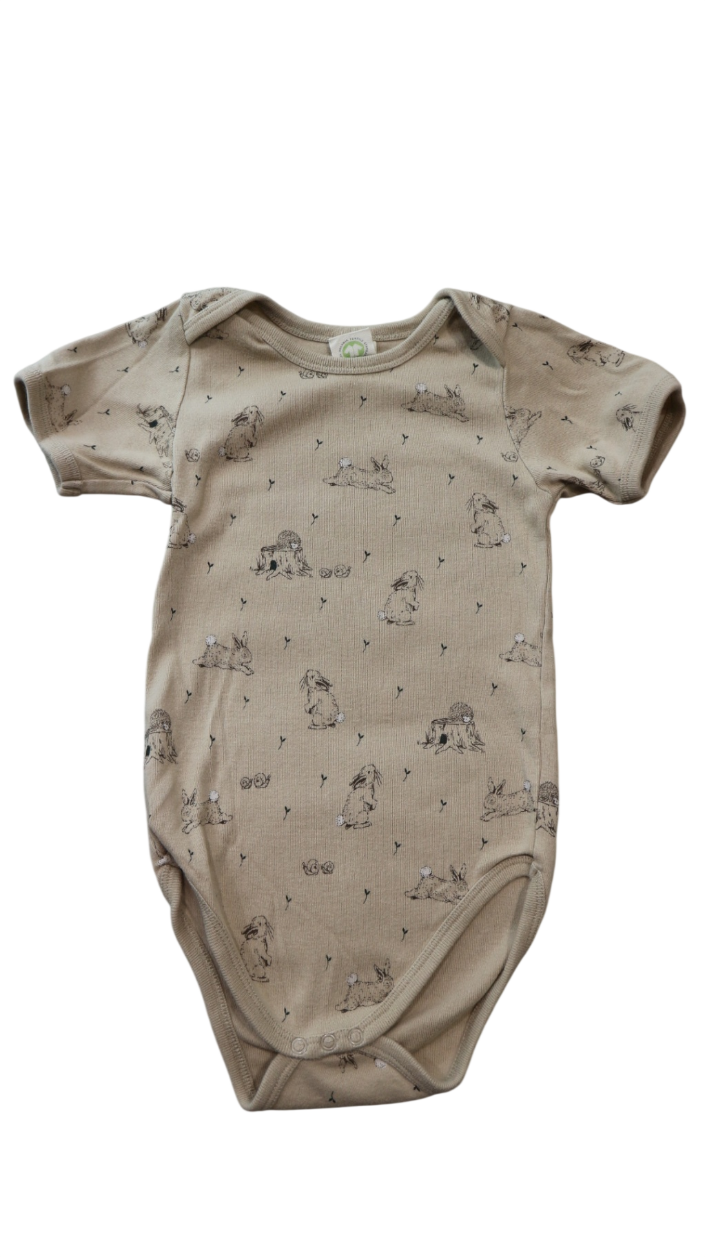 Nature Baby Bodysuit, Beige/rabbits, 1