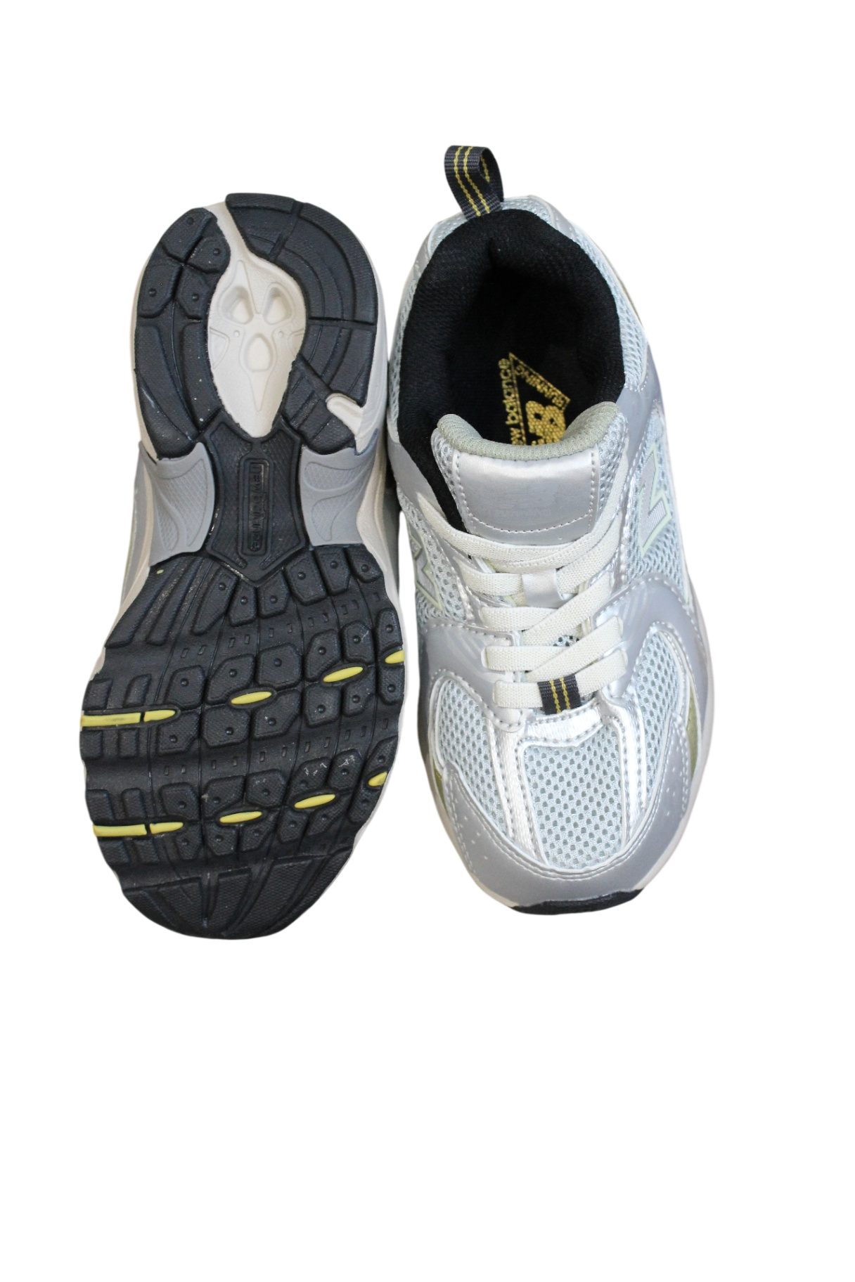 New Balance Sneakers, White, silver, black and pale yellow, eu32