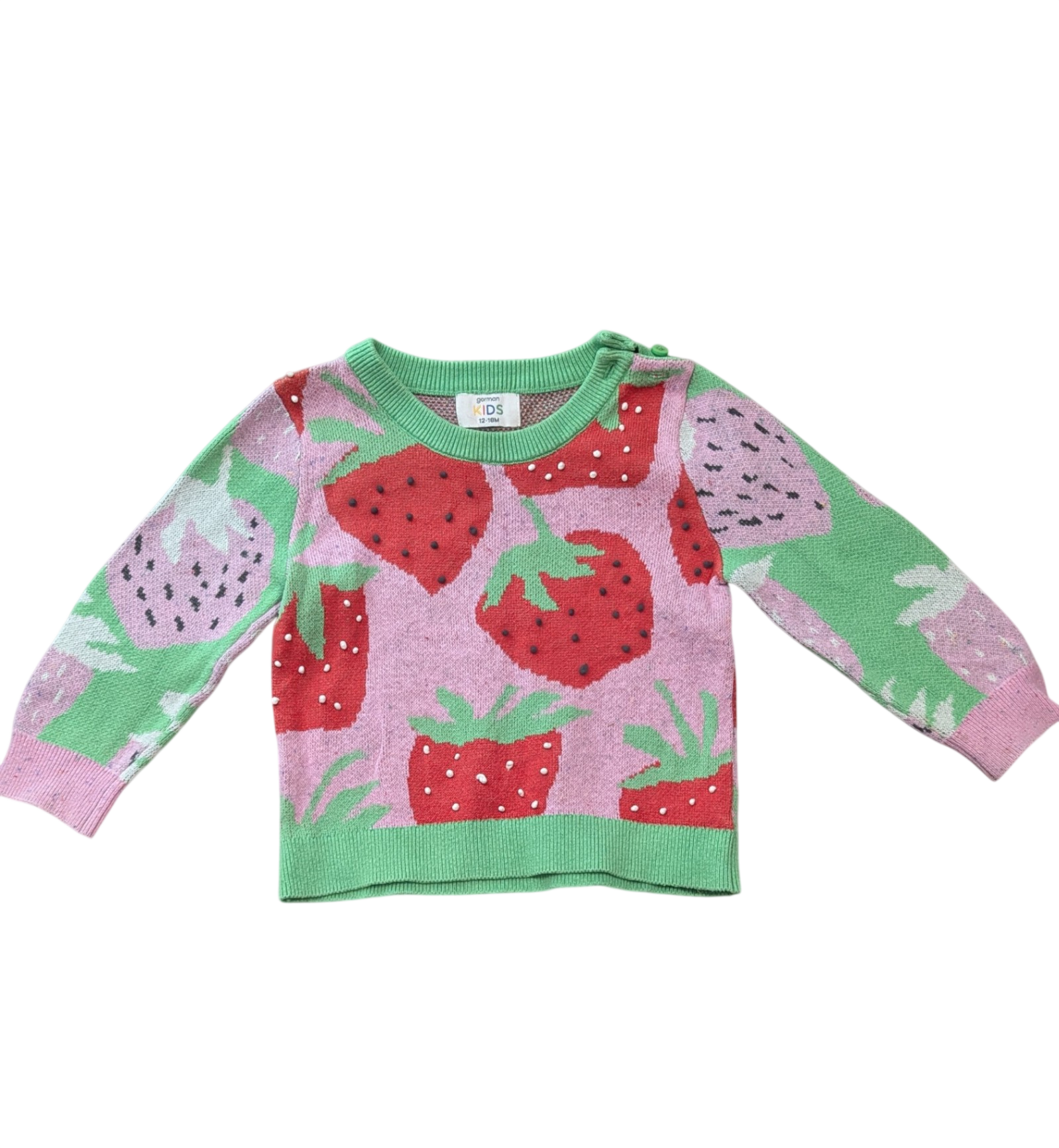 Gorman Jumper, Green/Pink/Strawberry print, 1
