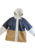 Crywolf Raincoat, Navy, beige and cream, 6